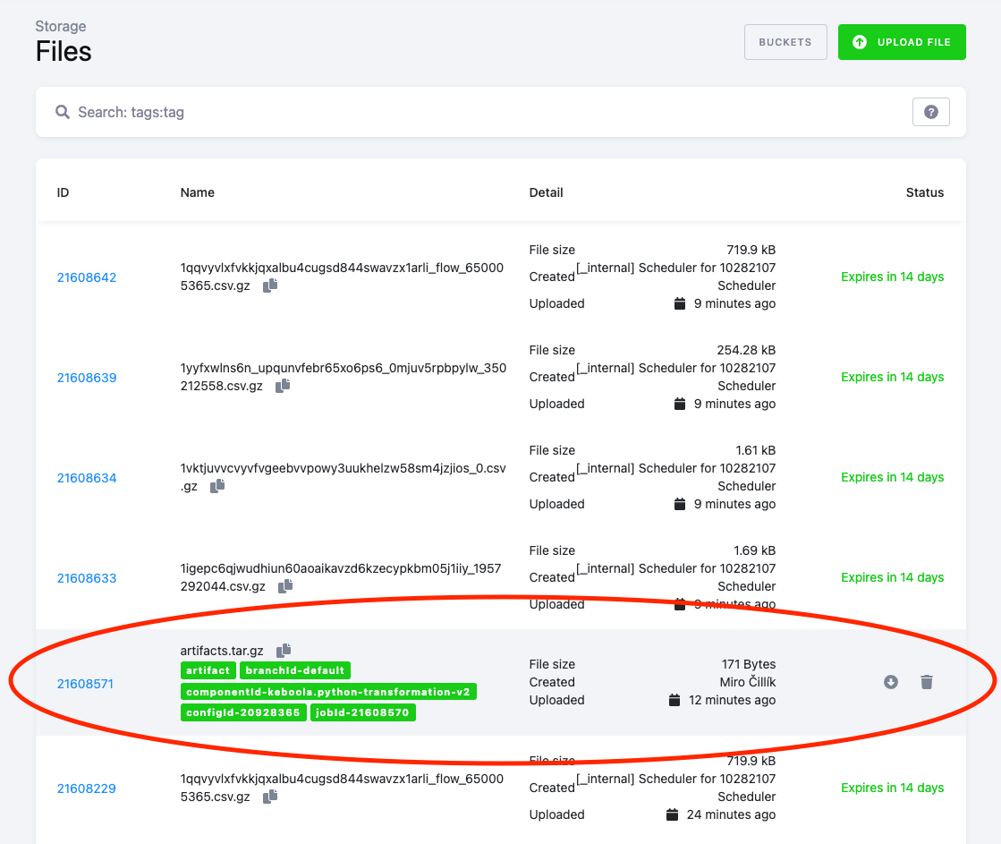 Artifacts - File Storage